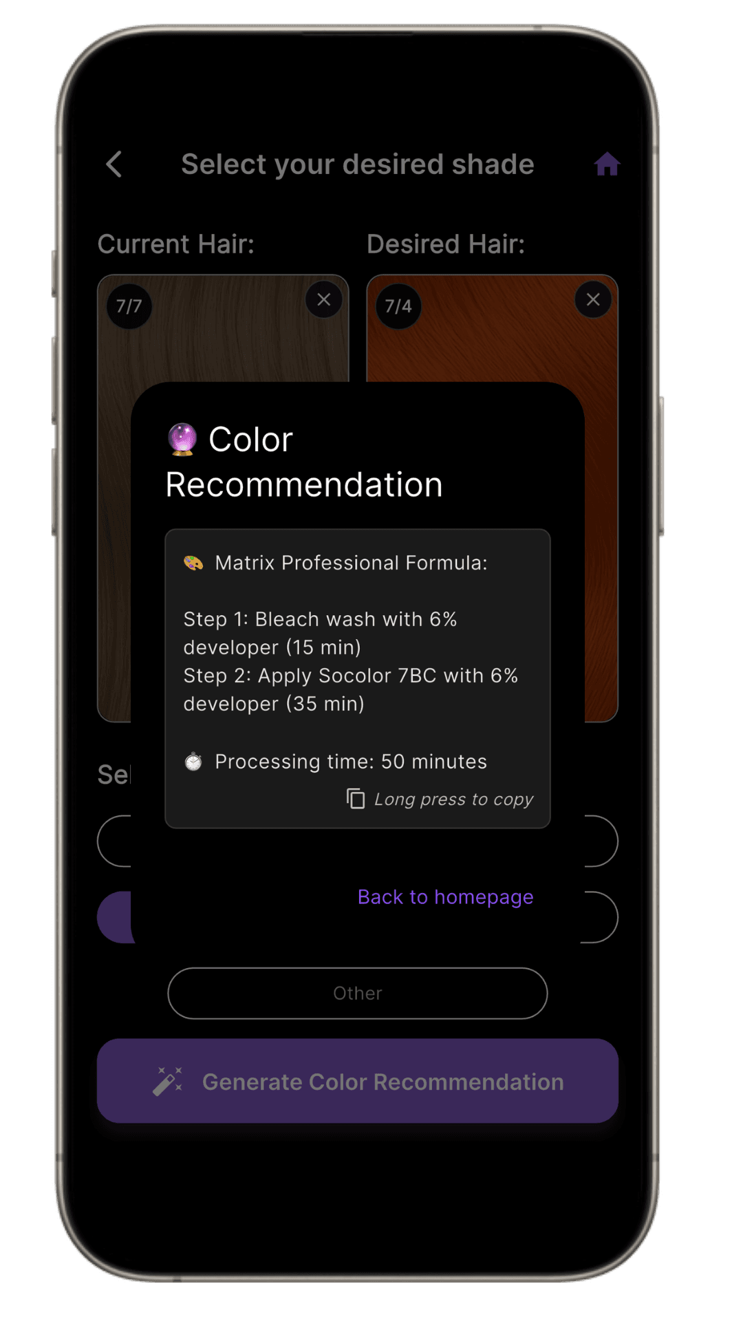 Color Formula Result